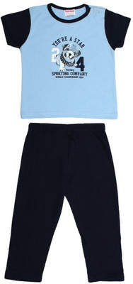 

Soko Mesh Baby Boys Graphic Print Blue Top & Pyjama Set