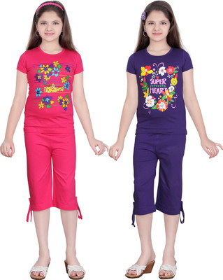 

Sini Mini Girls Casual Top Capri(Multicolor, Multi color