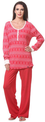 

Kotty Women Printed Red Top & Pyjama Set