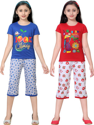 

Sini Mini Girls Casual Top Capri(Multicolor, Combo color