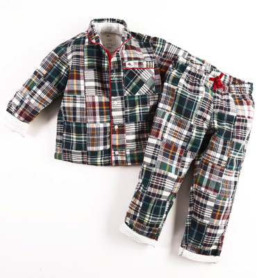 

Cherry Crumble California Kids Nightwear Girls Checkered Cotton, Chromium green patchwork