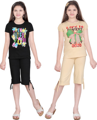 

Sini Mini Girls Casual Top Capri(Multicolor, Multi color