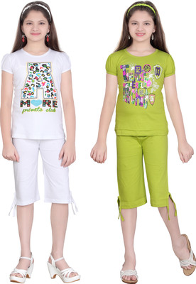 

Sini Mini Girls Casual Top Capri(Multicolor, Multi color
