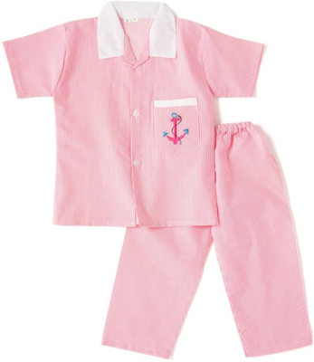 

BownBee Kids Nightwear Boys Embroidered Cotton(Pink