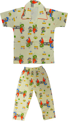 

Smilee Kids Nightwear Boys Printed Cotton, Light yellow