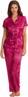 

PrettySecrets Women's Polka Print Pink Top & Pyjama Set, Pink;polka;print