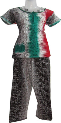 

Revinfashions Women Polka Print Red Top & Pyjama Set, Red with green