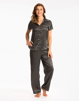

PrettySecrets Women's Striped Black Top & Pyjama Set