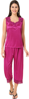 

AV2 Women's Solid Purple Top & Capri Set