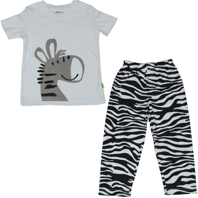 

Mackly Boys Printed White Top & Pyjama Set