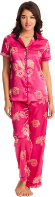 

PrettySecrets Women Floral Print Pink Top & Pyjama Set, Pink;multicoloured;printed