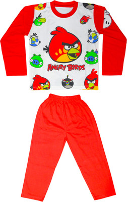 

Smilee Kids Nightwear Boys Printed Cotton, White & red