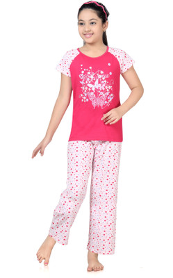 

Kombee Kids Nightwear Girls Polka Print Cotton, Red