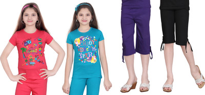 Sini Mini Kids Nightwear Girls Printed Cotton, Multicolor