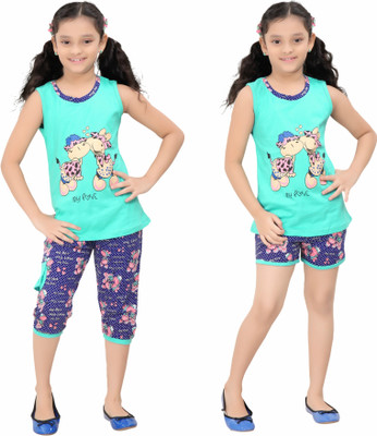 

Red Ring Kids Nightwear Girls Printed Cotton(Green