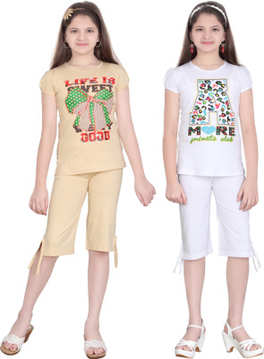 

Sini Mini Girls Casual Top Capri(Multicolor, Multi color