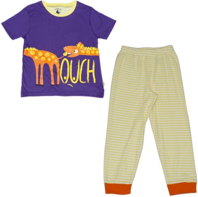 Mackly Boys Printed Purple Top & Pyjama Set