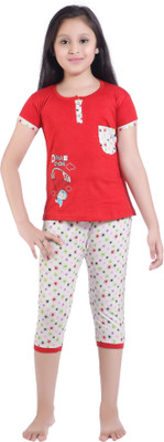 

Red Ring Kids Nightwear Girls Printed Cotton