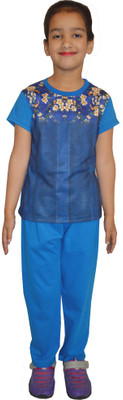 

Shaun Kids Nightwear Girls Printed Cotton(Light Blue Pack of 1