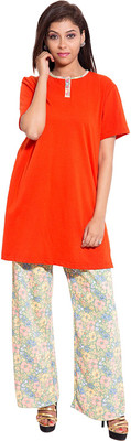 

Forever 9teen Women's Solid Orange, Yellow Top & Pyjama Set
