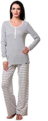 

Kotty Women Printed Grey Top & Pyjama Set