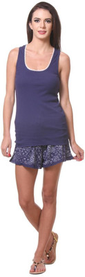 

Kotty Women's Printed Dark Blue Top & Shorts Set, Multicolor