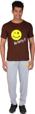 

Rightshape Be Notty Men's Solid Brown Top & Pyjama Set, Brown;grey melange