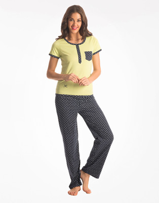 

PrettySecrets Women's Polka Print Multicolor Top & Pyjama Set