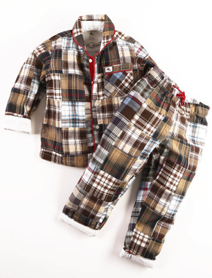 

Cherry Crumble California Kids Nightwear Girls Checkered Cotton, Check brown