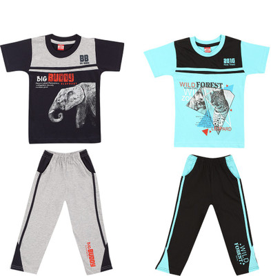 

Kidz Krish Kids Nightwear Boys Printed Cotton(Dark Blue Pack of 2, Navy & l.blue