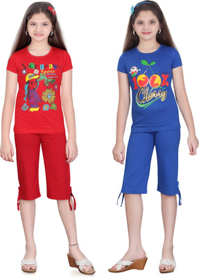 

Sini Mini Girls Casual Top Capri(Multicolor, Multi color