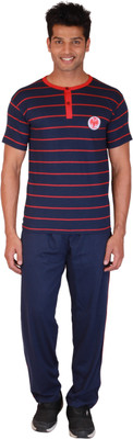 

Rightshape 9026 Men's Striped Blue Top & Pyjama Set, Navy blue