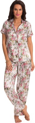 

PrettySecrets Women's Floral Print Multicolor Top & Pyjama Set, Floral;print;white