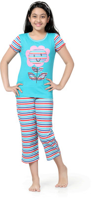 

Kombee Kids Nightwear Girls Printed Cotton, Blue & red