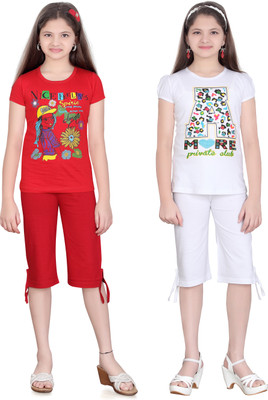 

Sini Mini Girls Casual Top Capri(Multicolor, Multi color