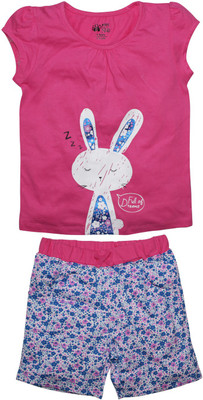 

FS Mini Klub Kids Nightwear Girls Solid Cotton(Multicolor, Pink
