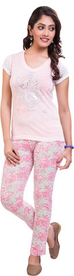 

TVENO Women Printed Pink Top & Pyjama Set