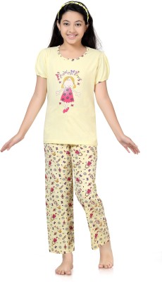 

Kombee Kids Nightwear Girls Printed Cotton, Yellow & yellow