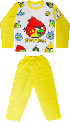 

Smilee Kids Nightwear Boys Printed Cotton, White & yellow