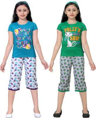 

Sini Mini Girls Casual Top Capri(Multicolor, Combo color