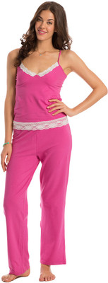 

PrettySecrets Women's Solid Pink Top & Pyjama Set
