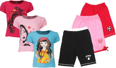 

Gkidz Kids Nightwear Girls Solid, Printed Cotton, Multicolor