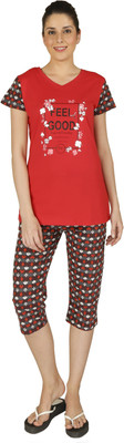 

Red Ring Women Printed Red Top & Capri Set