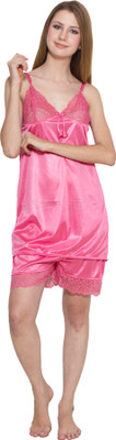 

Kismat Fashion Women's Solid Pink Top & Shorts Set