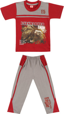 

Kidz Krish Kids Nightwear Boys Printed Cotton(Maroon