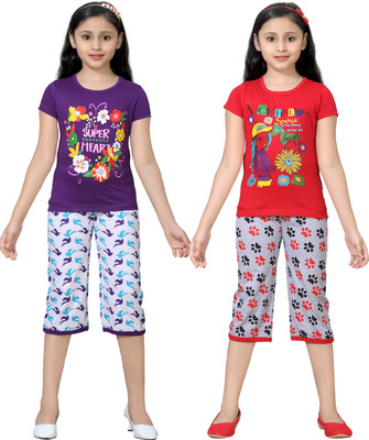 

Sini Mini Kids Nightwear Girls Printed Cotton, Set_2spa555pur_pet_pur_tp_foot666rd_bk_rd_tp