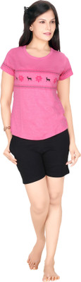 

Red Ring Women Self Design Pink Top & Shorts Set