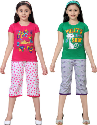 

Sini Mini Girls Casual Top Capri(Multicolor, Combo color