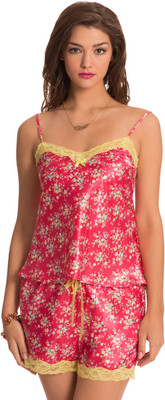 

PrettySecrets Women's Floral Print Red Top & Shorts Set
