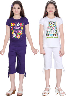 

Sini Mini Girls Casual Top Capri(Multicolor, Multi color